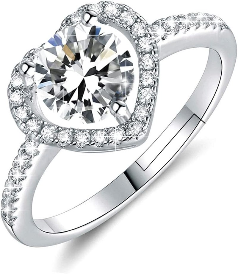 M&Ostyle Store 925Silver Moissanite Adjustable Engagement Ring, Promise Eternity Ring for Women,Wedding Rings,Jewelry Gift,Friendship Promise Fashion Jewelry Valentine Gifts for Women - Image 1